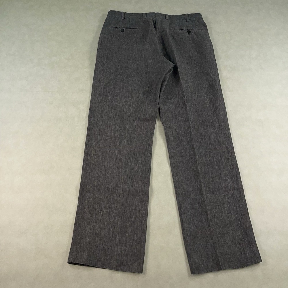 Ermenegildo Zegna Pants Mens 34x32 Gray 100% Linen Straight Leg Dress Business - Picture 2 of 15